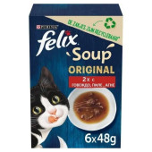 Felix Soup Original супа за котки с пилешко, говеждо и агнешко месо 6 х 48 гр